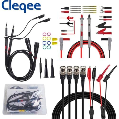 Cleqee P1260D 23PCS Multimeter Test Lead kit Oscilloscope Probes Replaceable Multi-function Test Accessories