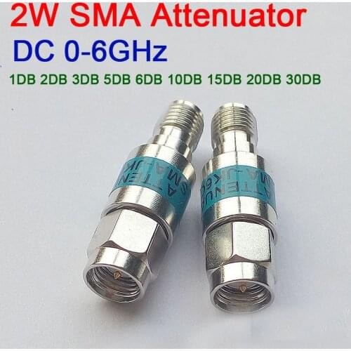 DYKB 2W SMA coaxial fixed attenuator DC 6GHz 1DB 2DB 3DB 5DB 6DB 10DB 15DB 20DB 30DB for meter Spectrum Analyzer Radio shortwave