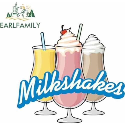 EARLFAMILY 13cm x 13cm For Milkshakes Graffiti Sticker Personality Creative Stickers Body For Car DIY Anime Vinyl Car Wrap