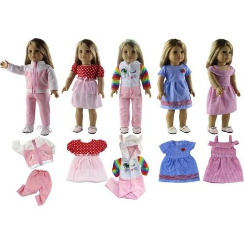 Hot 5 PCS Different Colors and Styles Doll Clothes for 18 inch American Doll Bitty Baby Doll S23
