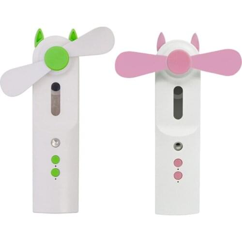 Mini Handheld USB Charging Fan Air Humidifier Moisturizer Low Noise Water Spray Mist Fan for Indoors Outdoors Use