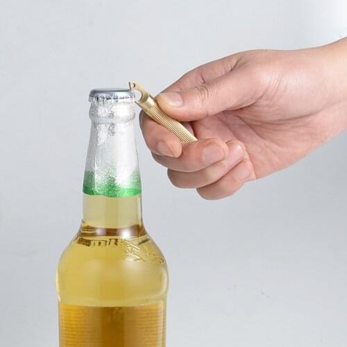 Multifunctional mini knife brass knife outdoor self-defense key knife portable emergency demolition express with bottle opener