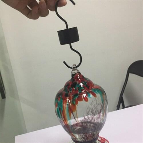 New Black Metal Hook Hummingbird Feeder Garden Water Feeder Plastic Flowers Anti-ant Hook Hummingbird Feeders Accessory