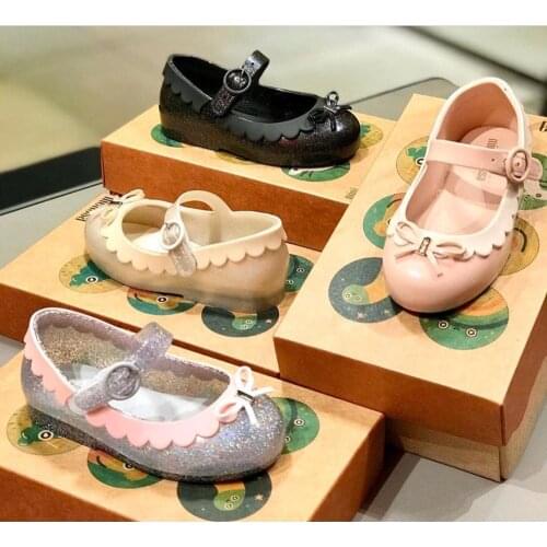 Newest Mini Melissa Princess jelly shoes Girls fashion Ballet bow candy shoes High quality Kids Sandals HMI031HMI031