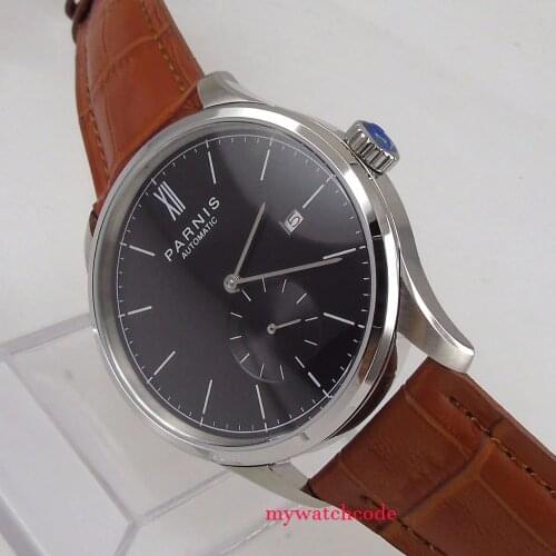 New 42mm parnis black dial date window ST 1731 automatic mens watch