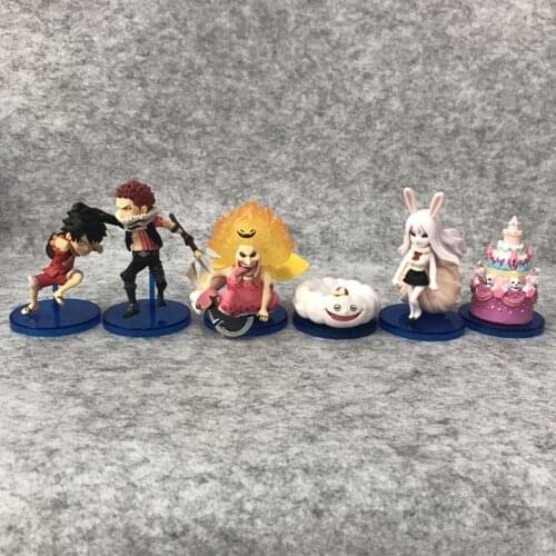 One Piece WCF World Collectible Figure Cake Island Luffy Charlotte Katakuri BIG MOM Zeus Carrot PVC Action Figure Toys Doll 6pcs