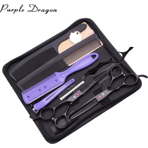 Left Hand Hairdressing Scissors 5.5" 16cm Purple Dragon Japanese Steel 8001# Barber Shop Thinning Scissors Hair Cutting Scissors