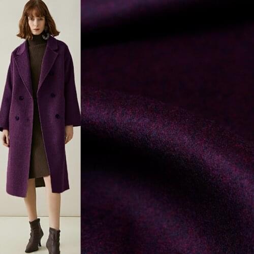 Pearlsilk Dark Purple Thicken Double-side Overcoating Fabrics 100%Wool Materials Winter Women Overcoat Sewing Cloth Freeshipping