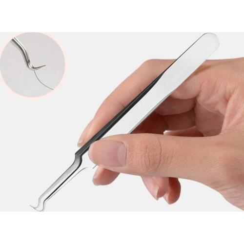 Stainless Steel Blackhead Tweezers Pimple Comedone Remover Nipper Curved Bend Head Face Cleaner Acne Clip Beauty Tool
