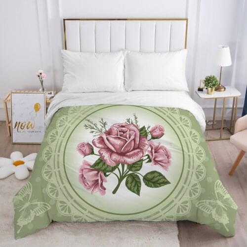 Duvet cover Quilt/Blanket/Comfortable Case Luxury Bedding 140x200 150x200 240x220 240x260 for Home 3D Print Flowers green