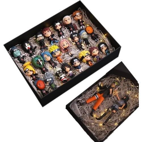 A full set of Naruto handmade model gift box Uzumaki Naruto Uchiha Sasuke Kakashi collectible doll model figure toy gift
