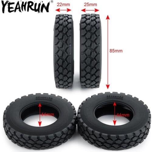YEAHRUN 1/14 RC Truck Rubber Tyres Wheel Tires 22mm/25mm Width for Tamiya 1/14 RC Trailer Tractor Truck Rear Wheel Rims 5