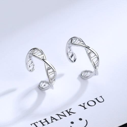 A Girl' Minimalist DNA Chemistry Molecule Cuff Earrings Women Girl Double Helix Earcuff Clip on Earrings Without Piercing