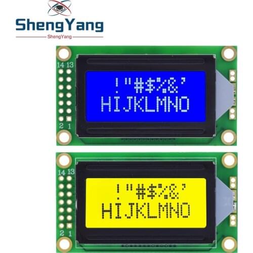 TZT 8 x 2 LCD Module 0802 Character Display Screen Blue / Yellow Green For Arduino
