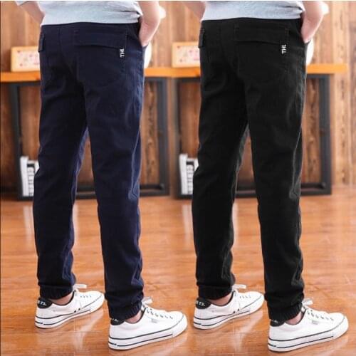 Boys Spring Clothes 2021 New Casual Solid Childrens Clothing Elastic Waist Pencil Pants High Quality