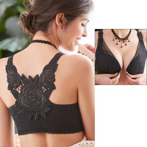 New Arrival Thin No Rims Front buckle Beauty back roses large Sexy Lingeries Women bras plus size 120DE 52DE womens underwear