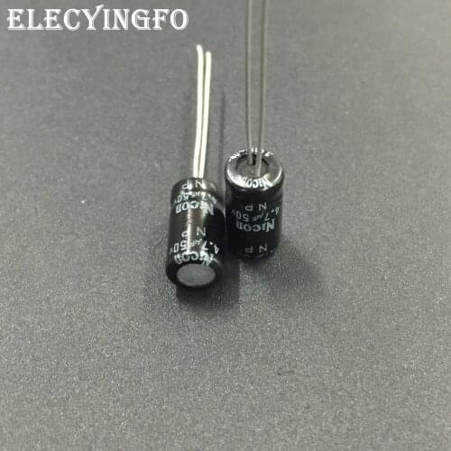 10pcs/100pcs 4.7uF 50V4.7uf NICON NP 6.3x11mm 50V4.7uF Good quality Aluminum Electrolytic Capacitor