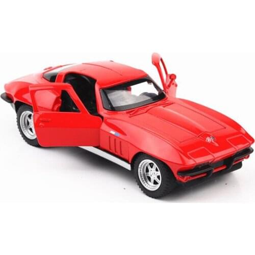 15.3CM 1:32 Scale Red Color Metal Alloy Chevrolet Corvette C2 Racing Car Pull Back Diecast Vehicles Model Toys For Children Kids