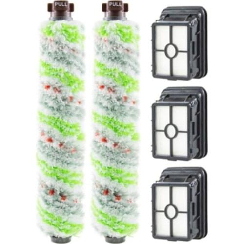 2 Pack Multi Surface Pet Brush Roll 2306 and 3 Pack 1866 Vacuum Filter for Bissell Crosswave 1785 2306 2551 Wet Dry