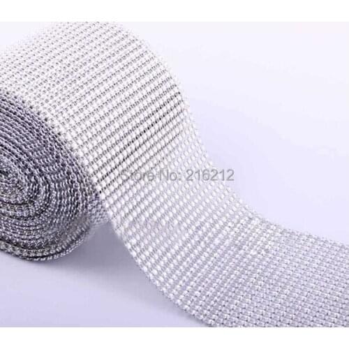 200 yards One roll 4.5 inch Bling Diamond mesh Wrap ribbon Rhinestone Mesh Crystal Ribbon