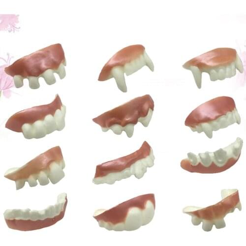 24pcs Funny Denture Model Cosplay Props Dentures Fake Teeth Prank Props Dress Toys Spoof Tooth for Party (Random Pattern)