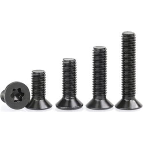 5-50pcs M2 M2.5 M3 M4 M5 M6 m8 Black GB2673 Six-Lobe Torx Head Flat Countersunk Screw Six Lobe Bolt Machine screw