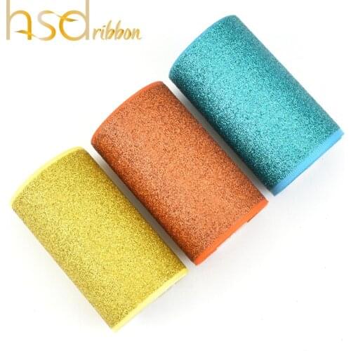 75MM 3 inch hologram laser Tornado Blue Yellow Orange Glitter Printed Grosgrain Ribbon