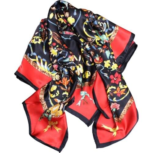Classical Design 100% Women Print hair neck Square Scarves Office Ladies Shawl Bandanna Muslim Hijab Handkerchief muffler 106CM