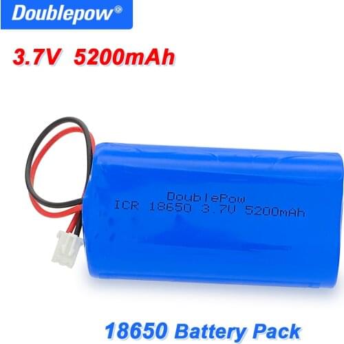 Doublepow 3.7V 18650 Lithium Battery Packs 5200mAh Rechargeable battery Fishing LED Light Bluetooth Speaker with XH2.54-2P Plug