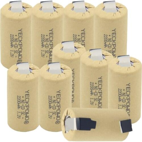 Moscow warehouse 10 pcs 2200mAh sub C battery NICD SC batteries 1.2V akkus nickel sheets for B&D for flashlight solar for metabo
