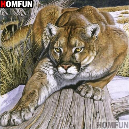 HOMFUN Diy 5d Diamond Painting "Animal leopard" Cross Stitch Square Round Diamond Embroidery Handwork Rhinestone Art A13095
