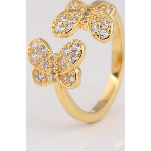 Authentic S925 Shine Dazzling Butterflies With Crystal Ring For Women Wedding Party fit Lady Fine Jewelry
