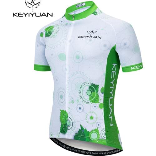 Keyiyuan 2021 White Summer Cycling Jersey Men Short Sleeve Cycle Clothing Bike Shirt MTB Mallots Ciclismo Hombre