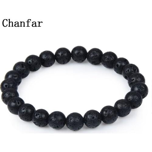 Chanfar 5Styles Natural Stone Lava Bracelets Elastic Round Bead Buddha Bracelets Men Women Jewelry