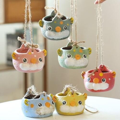 Charon Kawaii Animal Hanging flower pot doniczki ozdobne suculentas pots for flowers balcony decorations maceta colgante Garden