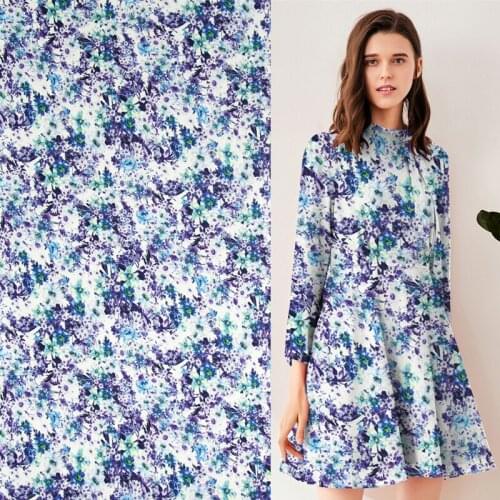 Pure silk georgette gauze silk fabric blue and deep purple floral design,SCG558