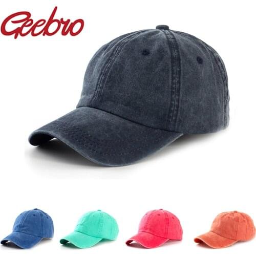 Geebro High quality Unisex Plain Color Washed Cotton Baseball Cap Vintage Men Women Casual Adjustable Outdoor Hat Snapback Hats