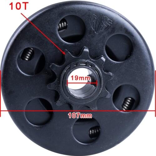 Go Kart ATV Mini-Bike Motorcycle Parts 19mm Bore 10T Engine Centrifugal Clutch 3/4" 40/41/420 Chain For Universal