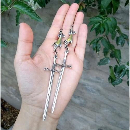 Gothic Tarot large Sword Earrings Statement Medieval Witchy Jewellery Mystery Classics Fashion Women Gift Creative Charm 2021New