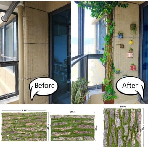 Simulation 50cm*30cm Plant Tree Bark Wall Decoration Balcony Garden Furniture Office Ornament Artificial Moss Water Pipe Pillar