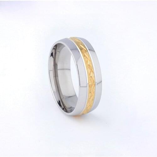 Handmade 8mm Bicolor Mens Ring Wedding Bands Anniversary Birthday Male Gift Fashion Rings Stainless Steel Jewelry