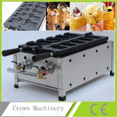 Commercial Non-stick LPG Gas 5pcs Fish Ice Cream Taiyaki Machine Maker Baker with CE Certificate