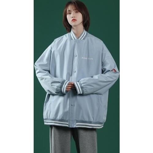 2021 Jacket Female Spring and Autumn New Korean Version Of Loose Vintage Solid Student Ins Baseball Uniform Tide Woman Clothes