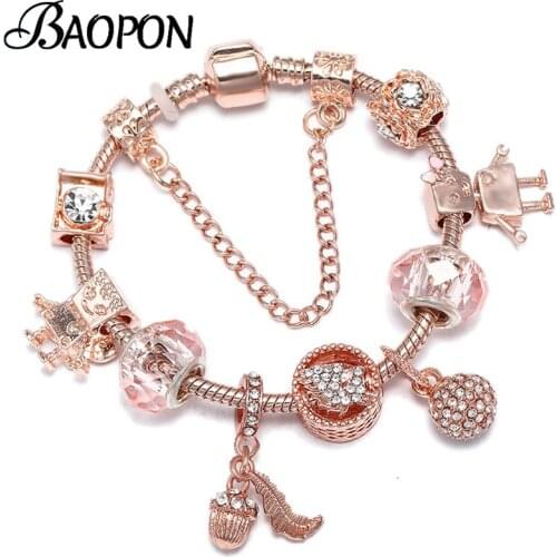 European Style Camera Little Bella Beads Bracelets & Bangles With Full Diamond Pendant Charm Bracelet For Women Jewelry Pulseras