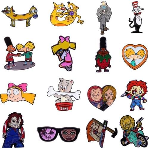 BH1485 Blinghero Cartoon Animals Metal Horror Movie Enamel Pins and Brooches for Women Men Lapel Pin Backpack Badge Fans Gifts