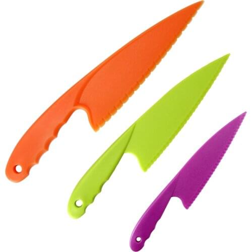 3-Piece Plastic Kitchen Knife Set, ChildrenS Nylon Kitchen Knife, Child-Safe Color Plastic Kitchen Knife, Lettuce Salad