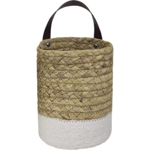 Wall Hanging Woven Hanging Basket for Planters Woven Rattan Wicker Garden Wall Decoration Wall-Mounted Basket Storage