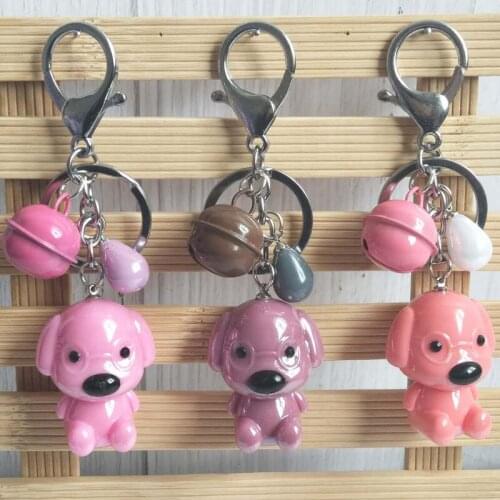 1PCS New Fashion Women Creative Cartoon Acrylic Puppy Keychain Bag Pendant Alloy Car Key Chain Ring Holder Trendy Jewelry YS-267
