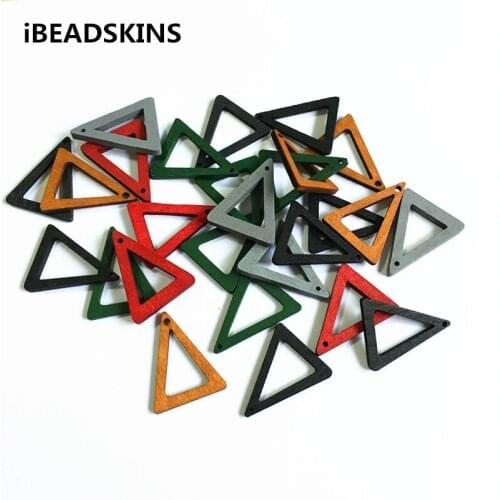 New arrival! 31x25mm 200pcs/lot Environmental Paint triangle-shape Wood charm for jewelry DIY making( desgin as shown)