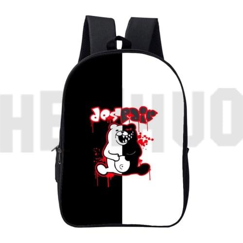 3D Anime 16 Inch Canvas Double Zipper Danganronpa Monokuma Backpacks Kids Mochila Children School Bags Cartoon Dangan Ronpa Bag